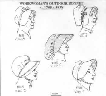 1789 - 1818 Workwoman's Outdoor Bonnet Pattern